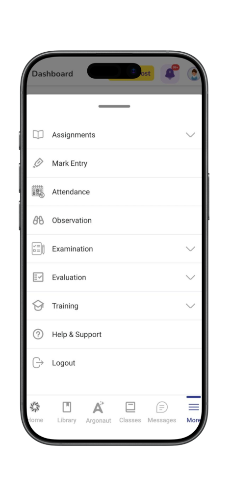 attendance from menu